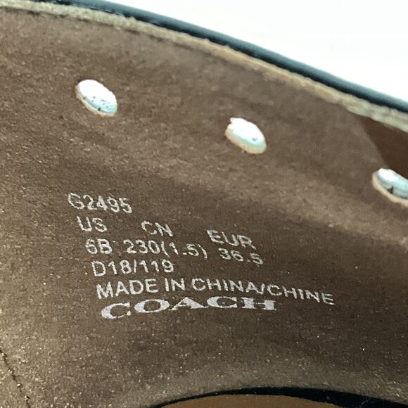 Coach Flats 6M Black All Leather Point-toe Lace-up Front Breathable Grommet - Picture 6 of 12